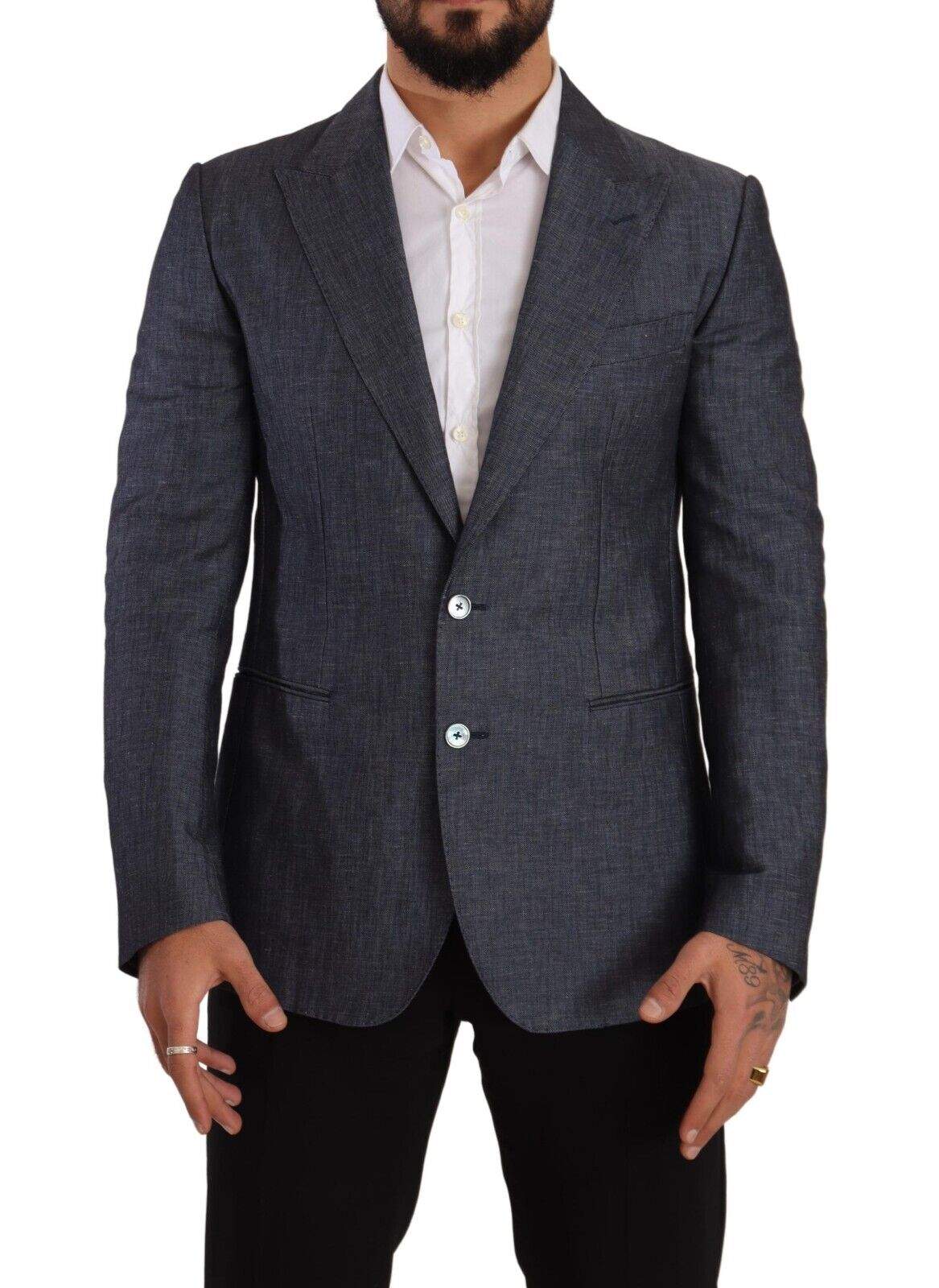 Dolce & Gabbana Blue Linen Cotton Jacket TAORMINA Blazer #men, Blazers - Men - Clothing, Blue, Dolce & Gabbana, feed-1, IT48 | M at SEYMAYKA