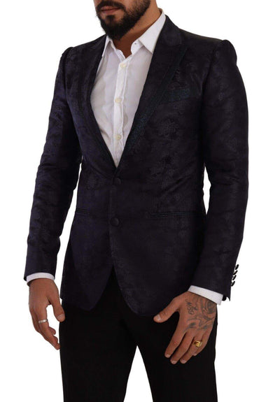 Dolce & Gabbana Blue Floral Jacquard Silk Coat MARTINI Blazer #men, Blazers - Men - Clothing, Blue, Dolce & Gabbana, feed-1, IT44 | XS at SEYMAYKA