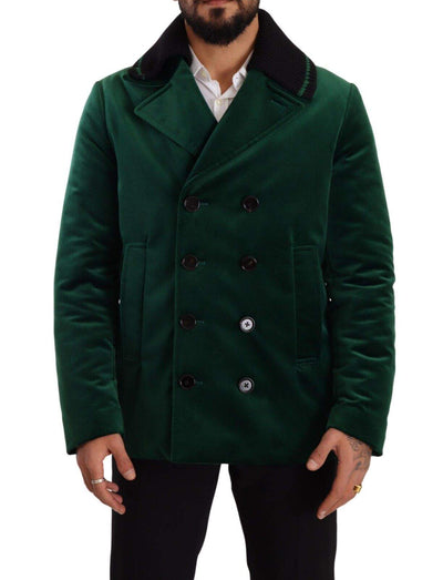 Dolce & Gabbana Green Velvet Cotton Double Breasted Jacket #men, Dolce & Gabbana, feed-1, Green, IT48 | M, Jackets - Men - Clothing at SEYMAYKA