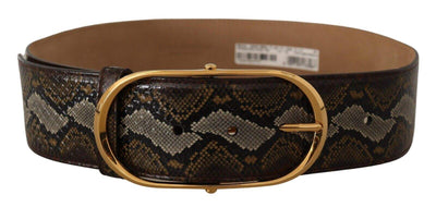 Dolce & Gabbana Brown Python Leather Gold Oval Buckle Belt 80 cm / 32 Inches, Belts - Women - Accessories, Brown, Dolce & Gabbana, feed-1 at SEYMAYKA