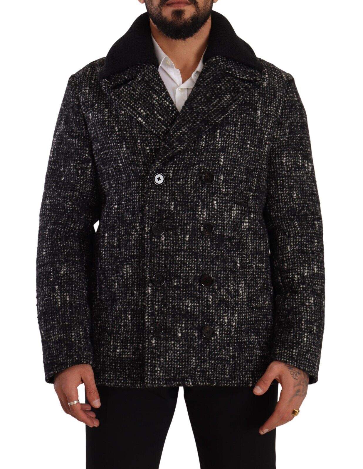 Dolce & Gabbana Black Wool Double Breasted Coat  Jacket #men, Black and Gray, Dolce & Gabbana, feed-1, IT48 | M, Jackets - Men - Clothing at SEYMAYKA