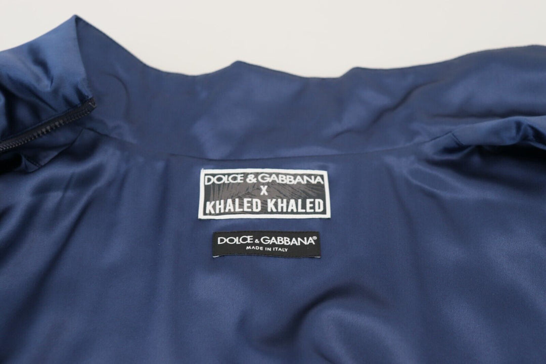 Dolce & Gabbana Blue Heraldic Patch Full Zip KHALED Jacket