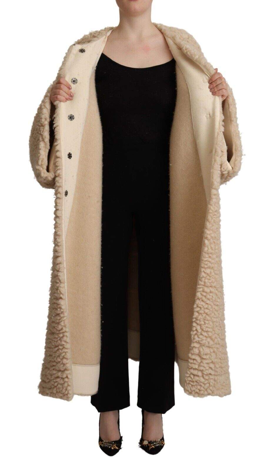 Dolce & Gabbana Beige Cashmere Wool Faux Fur Coat Jacket Beige, Dolce & Gabbana, feed-1, IT40|S, Jackets & Coats - Women - Clothing at SEYMAYKA