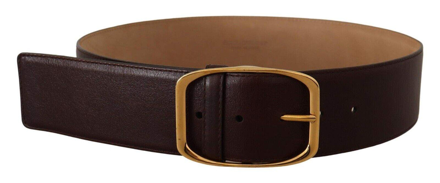 Dolce & Gabbana Dark Brown Leather Gold Metal Buckle Belt 75 cm / 30 Inches, Belts - Women - Accessories, Brown, Dolce & Gabbana, feed-1 at SEYMAYKA
