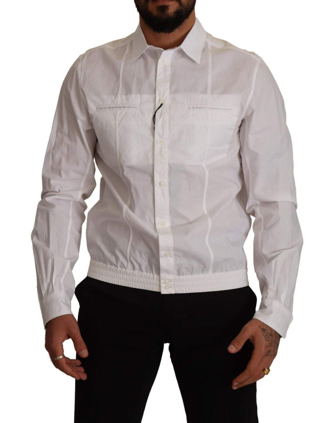 Dolce & Gabbana White Cotton Button Down  Collared Shirt #men, Dolce & Gabbana, feed-1, IT41 | L, Polo Shirt - Men - Clothing, White at SEYMAYKA