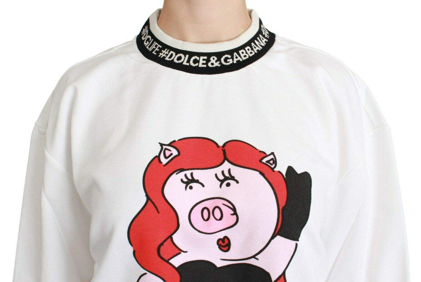 Dolce & Gabbana White Pig of the Year Pullover Sweater #women, Dolce & Gabbana, feed-agegroup-adult, feed-color-White, feed-gender-female, IT36 | XS, IT38 | S, IT40 | M, IT42 | L, IT44|L, IT46|XL, Sweaters - Women - Clothing, White at SEYMAYKA