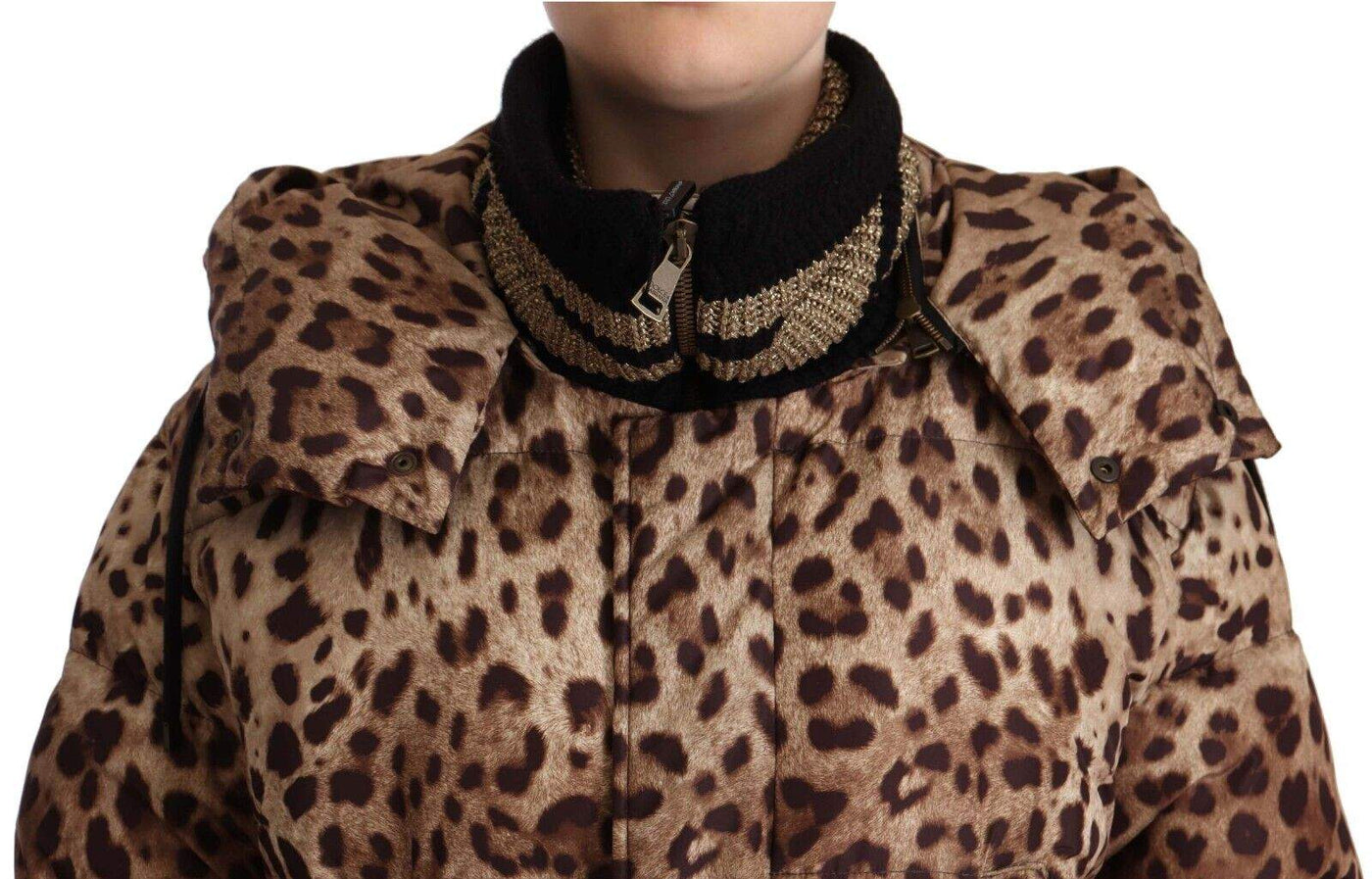 Dolce & Gabbana Brown Long Leopard Print Quilted Down Jacket Brown, Dolce & Gabbana, feed-1, IT38|XS, Jackets & Coats - Women - Clothing at SEYMAYKA