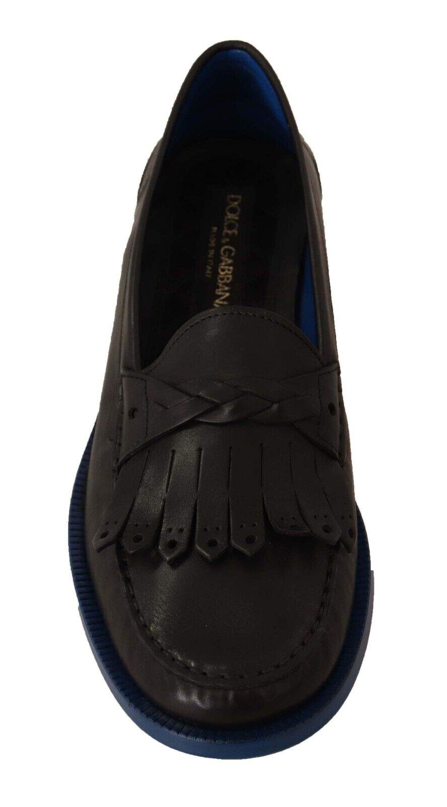 Dolce & Gabbana Black Leather Tassel Slip On Loafers Shoes #men, Black and Blue, Dolce & Gabbana, EU39/US6, feed-1, Loafers - Men - Shoes at SEYMAYKA