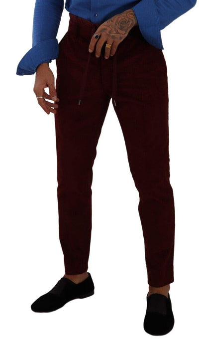 Dolce & Gabbana Bordeaux Velvet  Formal Trouser Dress Pants #men, Bordeaux, Dolce & Gabbana, feed-1, IT48 | M, Jeans & Pants - Men - Clothing at SEYMAYKA