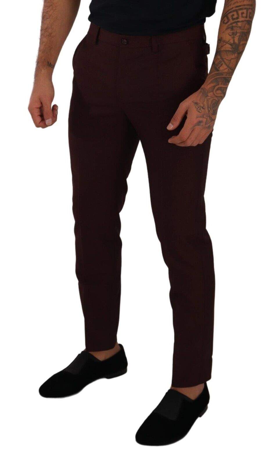 Dolce & Gabbana Maroon Bordeaux Skinny Slim Trouser Pants #men, Bordeaux, Dolce & Gabbana, feed-1, IT48 | M, Jeans & Pants - Men - Clothing at SEYMAYKA