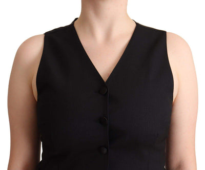 Dolce & Gabbana Black Button Down Sleeveless Viscose Vest Top Black, Dolce & Gabbana, feed-1, IT36|XXS, IT38|XS, IT40|S, IT42|M, IT44|L, IT46|XL, Tops & T-Shirts - Women - Clothing at SEYMAYKA