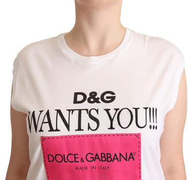 Dolce & Gabbana White Logo Print Cotton Sleeveless Tank T-Shirt Dolce & Gabbana, feed-1, IT38|XS, Tops & T-Shirts - Women - Clothing, White at SEYMAYKA