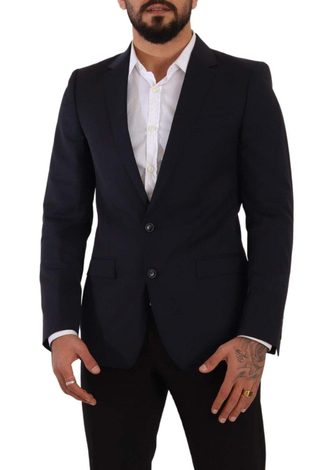 Dolce & Gabbana Dark Blue Single Breasted Coat MARTINI Blazer #men, Blazers - Men - Clothing, Blue, Dolce & Gabbana, feed-1, IT46 | S at SEYMAYKA