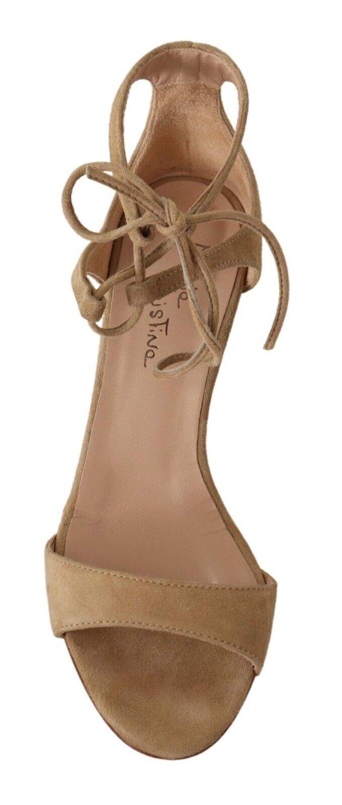 MARIA CHRISTINA Beige Suede Leather Ankle Strap Pumps Beige, EU35/US4.5, feed-1, MARIA CHRISTINA, Pumps - Women - Shoes at SEYMAYKA