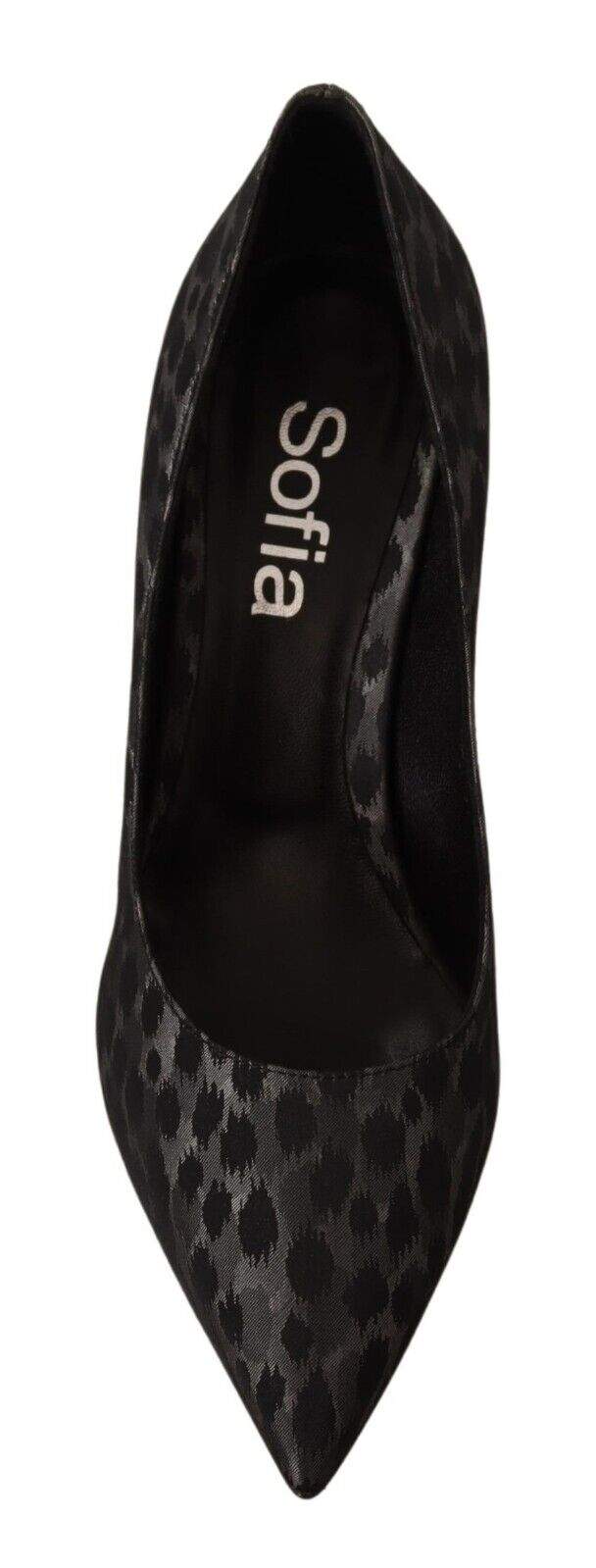 SOFIA Black Leopard Leather Stiletto High Heels Pumps Shoes Black, EU37/US6.5, EU39/US8.5, feed-1, Pumps - Women - Shoes, SOFIA at SEYMAYKA