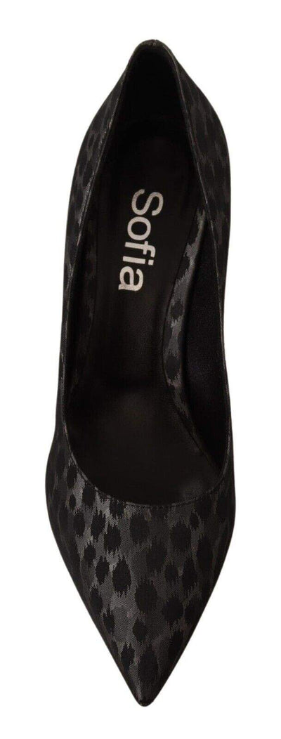 SOFIA Black Leopard Leather Stiletto High Heels Pumps Shoes Black, EU37/US6.5, EU39/US8.5, feed-1, Pumps - Women - Shoes, SOFIA at SEYMAYKA