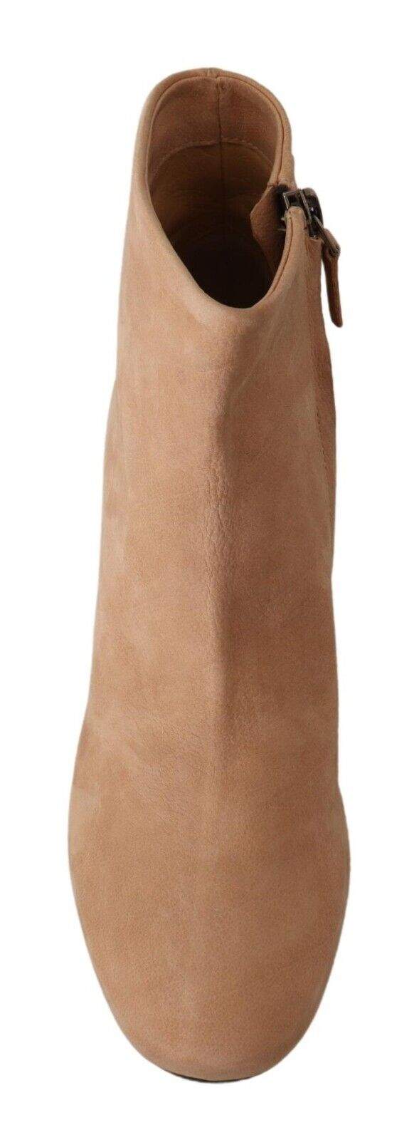DEL CARLO Beige Suede Leather Mid Heels Pump Boot Beige, Boots - Women - Shoes, DEL CARLO, EU36/US5.5, feed-1 at SEYMAYKA