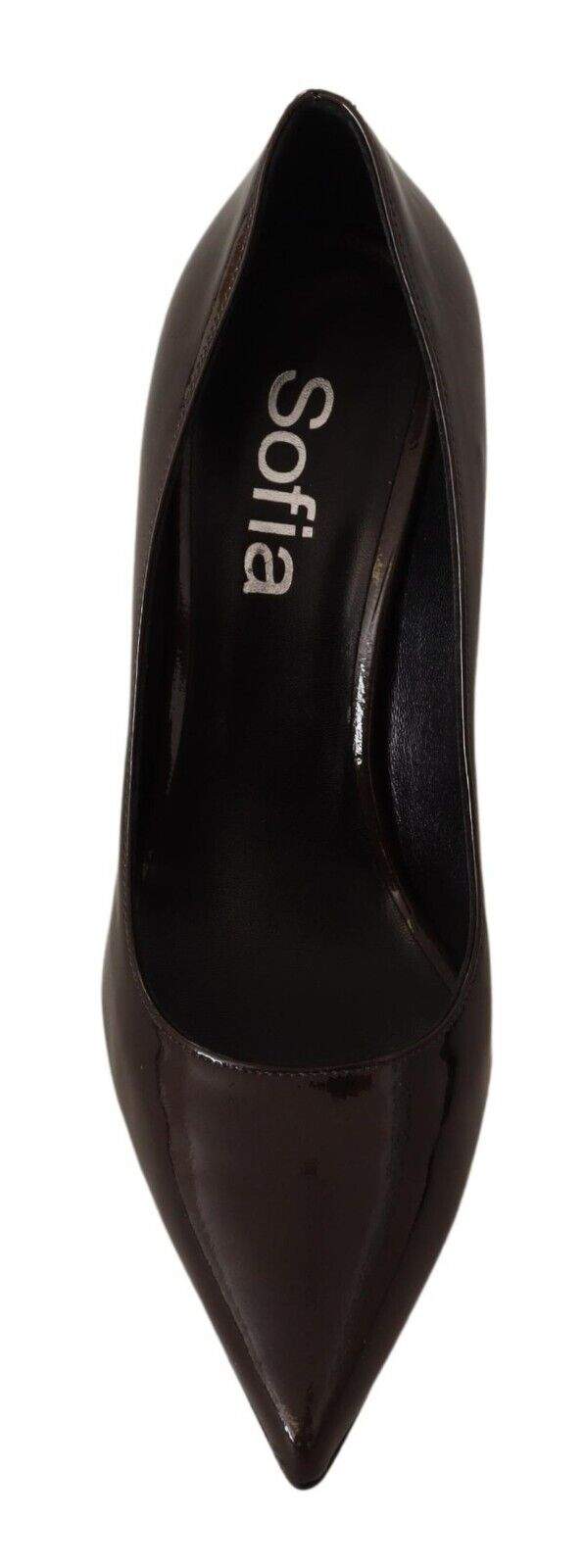 SOFIA Brown Patent Leather Stiletto Heels Pumps Shoes Brown, EU37.5/US7, EU39/US8.5, feed-1, Pumps - Women - Shoes, SOFIA at SEYMAYKA