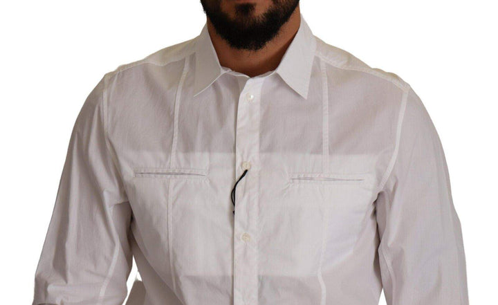 Dolce & Gabbana White Cotton Button Down  Collared Shirt #men, Dolce & Gabbana, feed-1, IT41 | L, Polo Shirt - Men - Clothing, White at SEYMAYKA