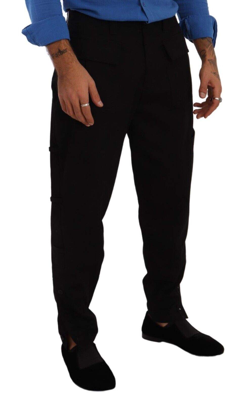 Dolce & Gabbana Black Cotton Stretch Tapered Cargo Pants #men, Black, Dolce & Gabbana, feed-1, IT48 | M, Jeans & Pants - Men - Clothing at SEYMAYKA