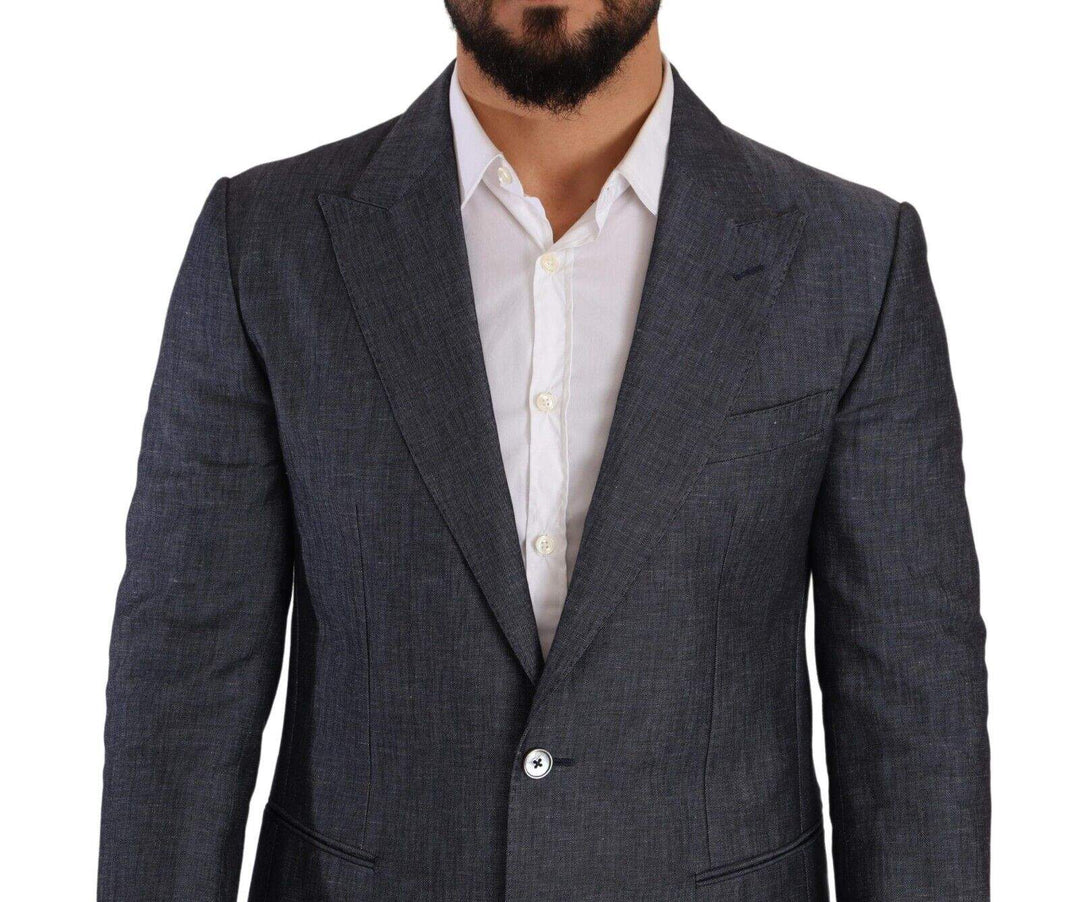Dolce & Gabbana Blue Linen Cotton Jacket TAORMINA Blazer #men, Blazers - Men - Clothing, Blue, Dolce & Gabbana, feed-1, IT48 | M at SEYMAYKA