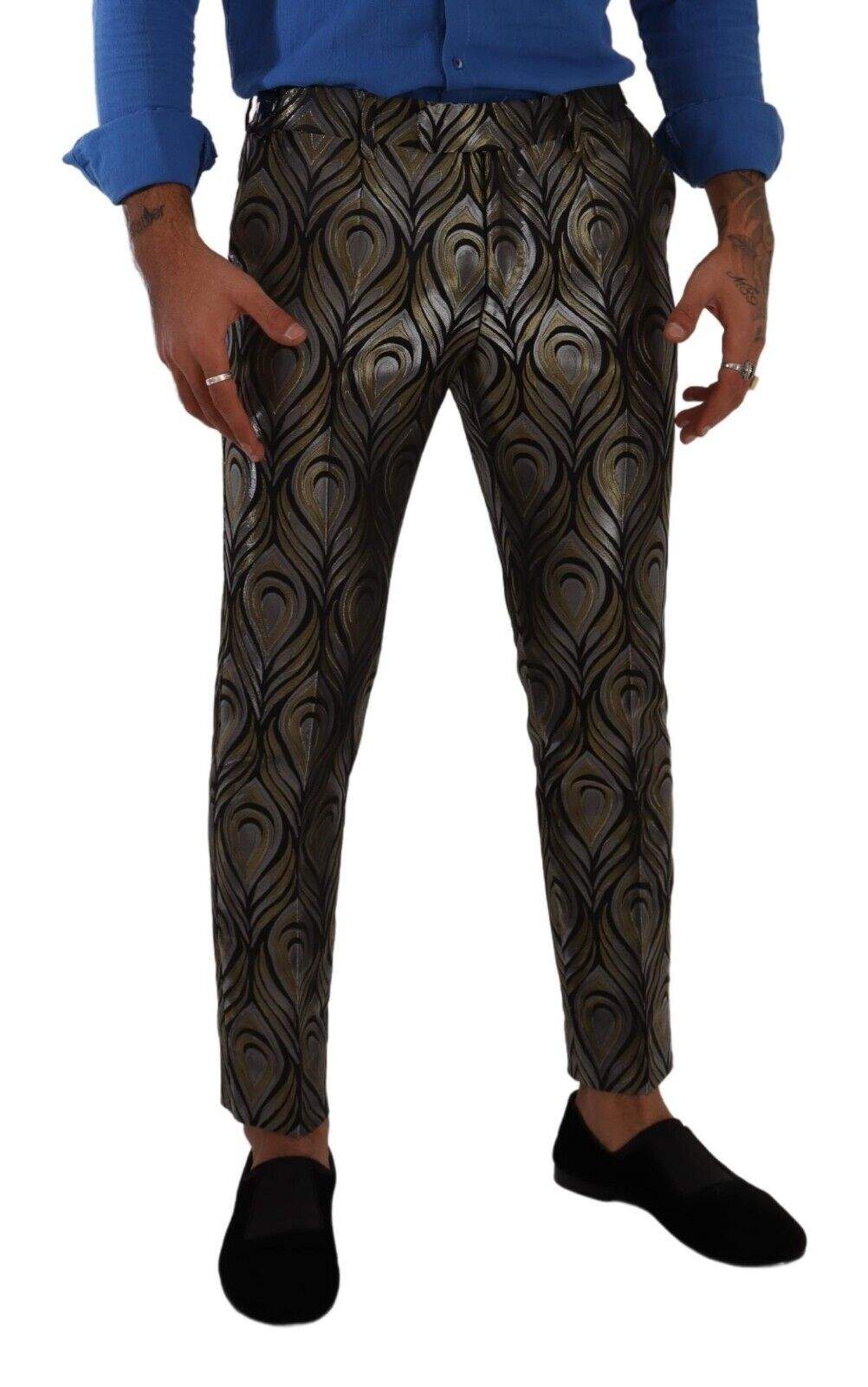 Dolce & Gabbana Silver Gold Jacquard  Trouser Dress Pants #men, Black | Silver, Dolce & Gabbana, feed-1, IT48 | M, Jeans & Pants - Men - Clothing at SEYMAYKA