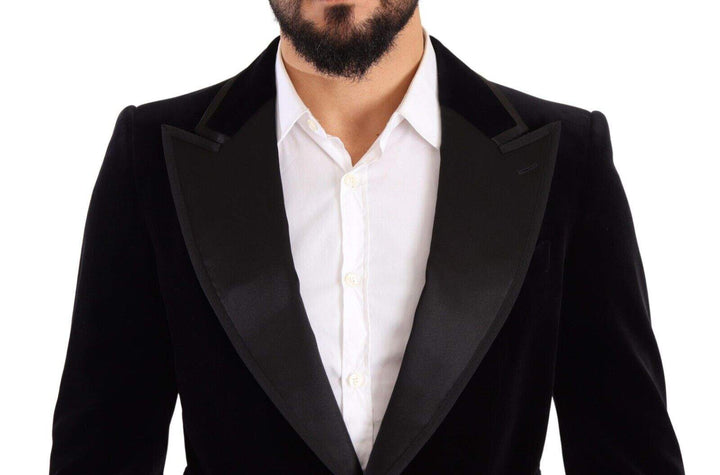 Dolce & Gabbana Black Velvet Single Breasted One Button Blazer #men, Black, Blazers - Men - Clothing, Dolce & Gabbana, feed-1, IT48 | M at SEYMAYKA