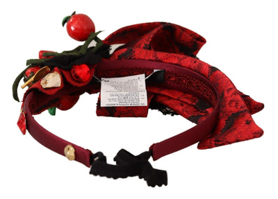 Dolce & Gabbana Red Tiara Berry Fruit Crystal Bow Hair Diadem Headband Dolce & Gabbana, feed-1, Headbands - Women - Accessories, Red at SEYMAYKA
