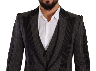 Dolce & Gabbana Black Gray Striped Slim Fit 3 Piece Suit #men, Black and Gray, Dolce & Gabbana, feed-1, IT48 | M, Suits - Men - Clothing at SEYMAYKA