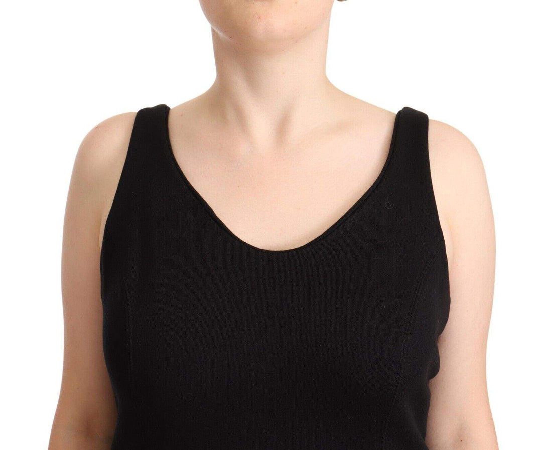 Erno Scervino Black Cotton Sleevelesss Tank Casual Top Black, Ermanno Scervino, feed-1, IT2 | S, IT4 | L, Tops & T-Shirts - Women - Clothing at SEYMAYKA