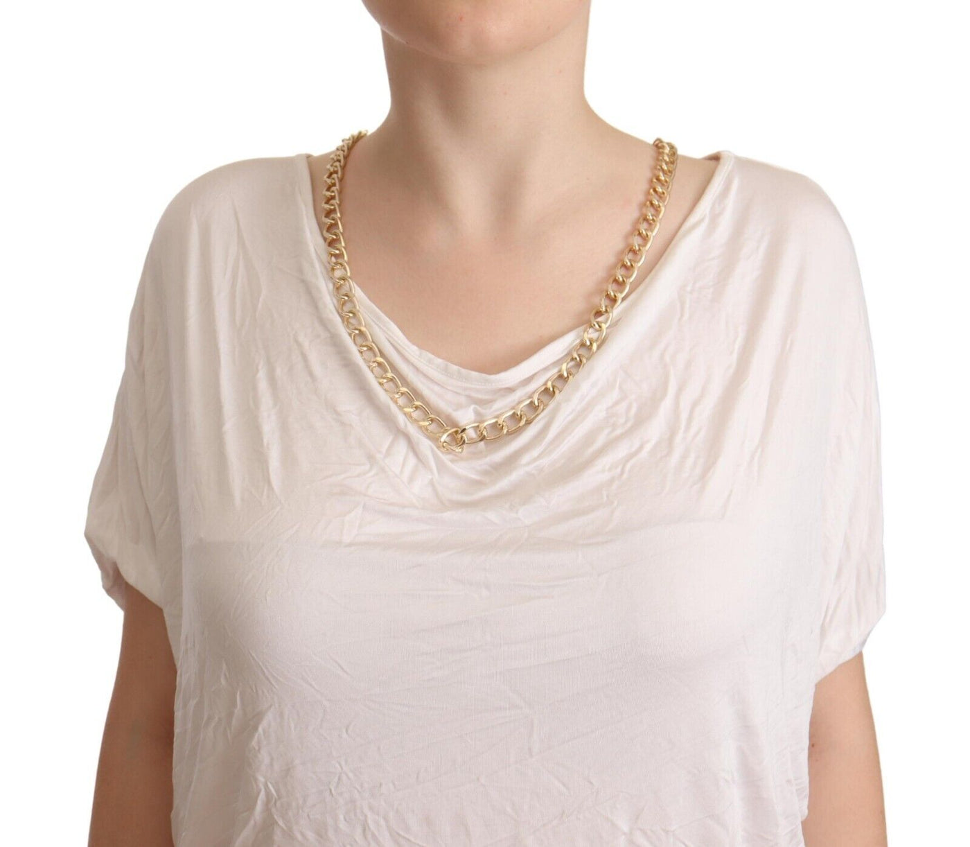 Guess By Marciano White Short Sleeves Gold Chain T-shirt Top