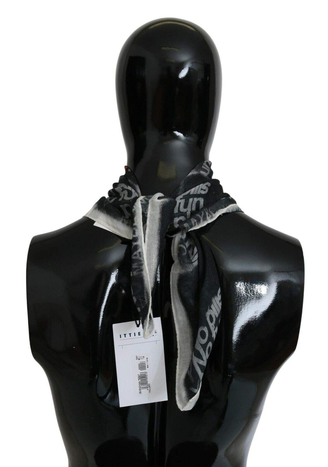 Costume National Dark Gray Wool Foulard Branded Scarf #men, Black/White, Costume National, feed-1, Scarves - Men - Accessories at SEYMAYKA