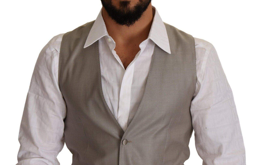 Dolce & Gabbana Beige Wool Single Breasted Waistcoat Vest #men, Beige, Dolce & Gabbana, feed-1, IT48 | M, Vests - Men - Clothing at SEYMAYKA