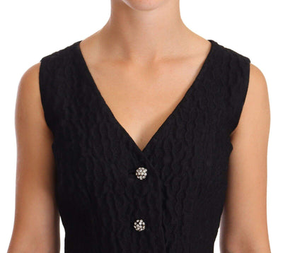 Dolce & Gabbana Black Button Crystal Sleeveless Sheath Dress Black, Dolce & Gabbana, Dresses - Women - Clothing, feed-1, IT38|XS at SEYMAYKA