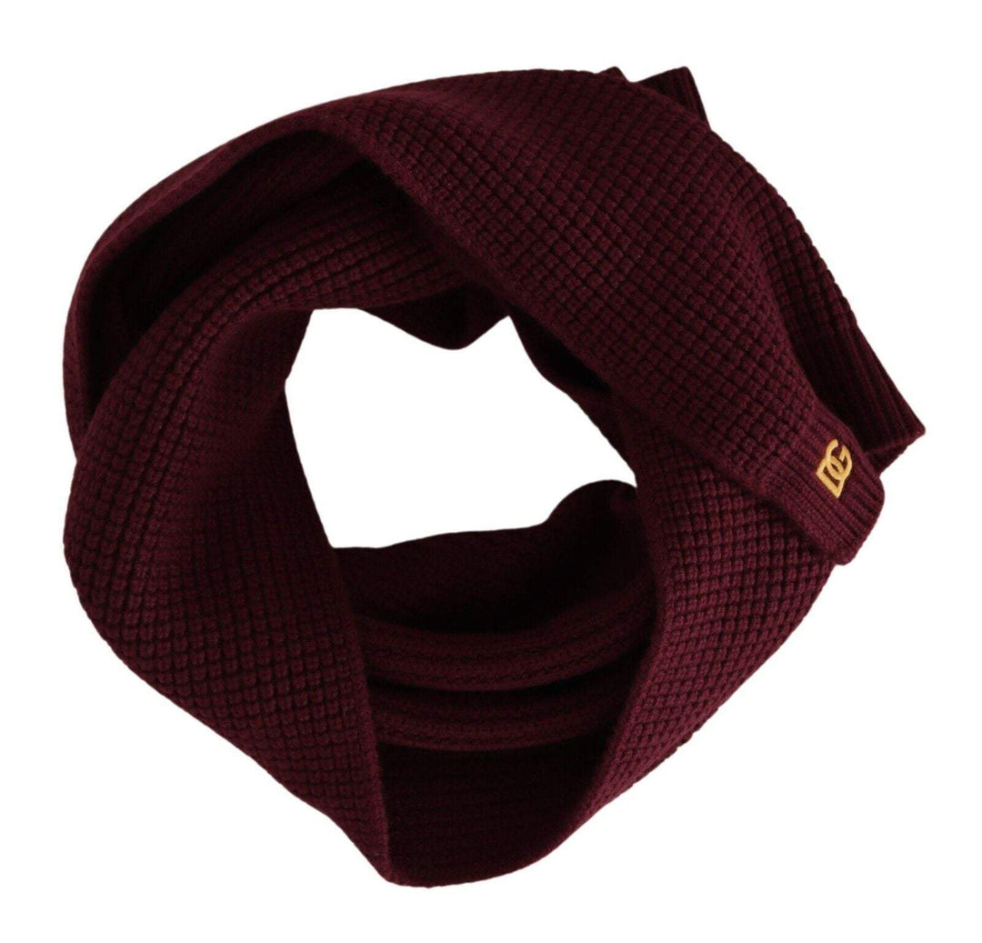 Dolce & Gabbana Dark Red Cashmere Logo Wrap Shawl Knitted Scarf Dolce & Gabbana, feed-1, Red, Scarves - Women - Accessories at SEYMAYKA