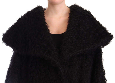Dolce & Gabbana Black Mohair Fur Cape Trench Coat Jacket Black, Dolce & Gabbana, feed-1, IT40 | M, Jackets & Coats - Women - Clothing at SEYMAYKA