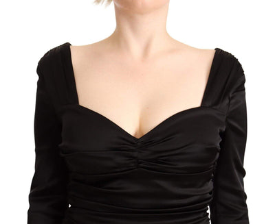Roberto Cavalli Black Long Sleeves Bodycon Acetate Dress Black, Dresses - Women - Clothing, feed-1, IT42|M, Roberto Cavalli at SEYMAYKA