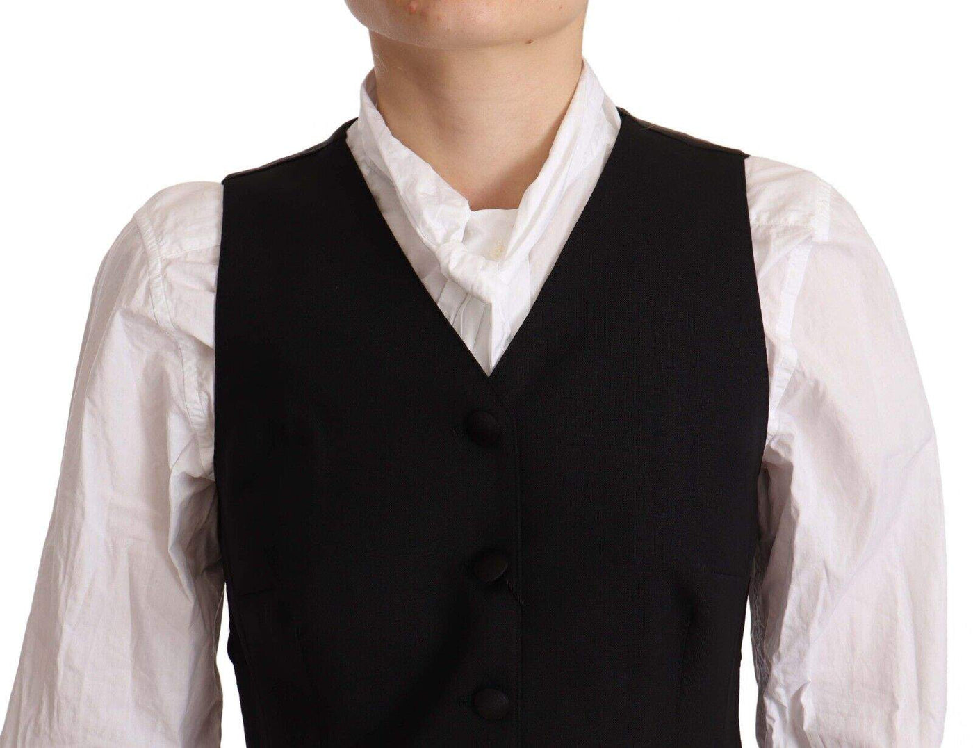 Dolce & Gabbana Black Button Down Sleeveless Vest Viscose Top Black, Dolce & Gabbana, feed-1, IT36 | XS, IT38|XS, IT40|S, IT42|M, IT44|L, Vests - Women - Clothing at SEYMAYKA
