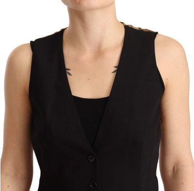 Dolce & Gabbana Black Button Down Sleeveless Vest Wool Top Black, Dolce & Gabbana, feed-1, IT40|S, Vests - Women - Clothing at SEYMAYKA
