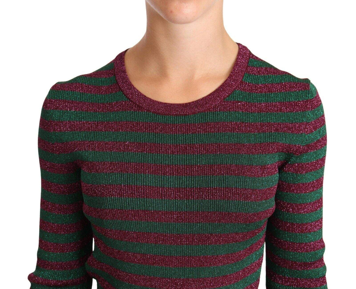 Dolce & Gabbana Multicolor Striped Crew Neck Pullover Sweater Dolce & Gabbana, feed-1, IT40|S, IT42|M, Multicolor, Sweaters - Women - Clothing at SEYMAYKA