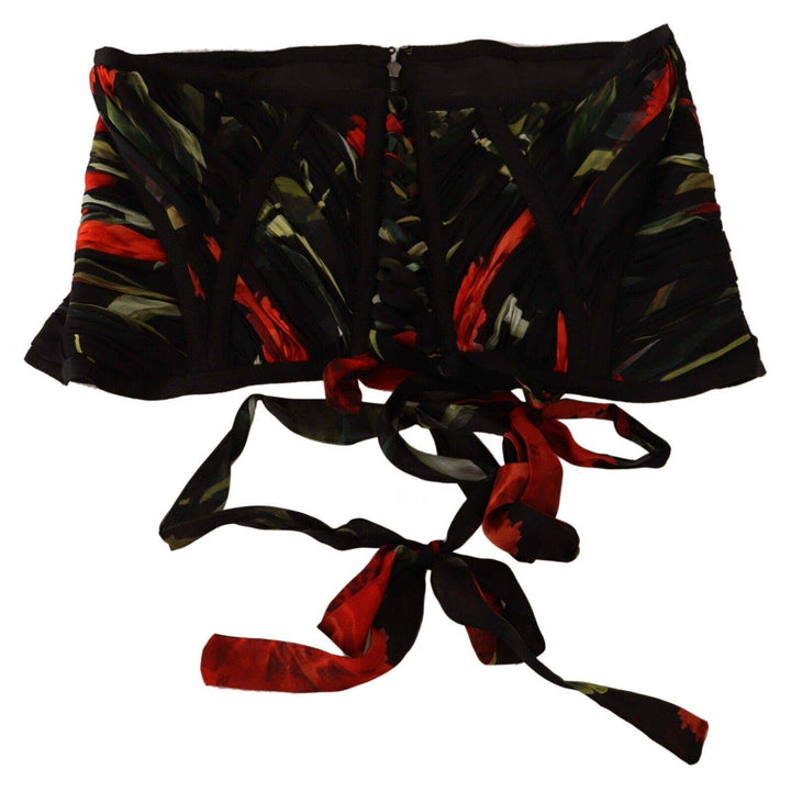 Dolce & Gabbana Black Corset Belt Stretch Waist Strap Silk Top Black, Dolce & Gabbana, feed-1, IT46|XL, Tops & T-Shirts - Women - Clothing at SEYMAYKA
