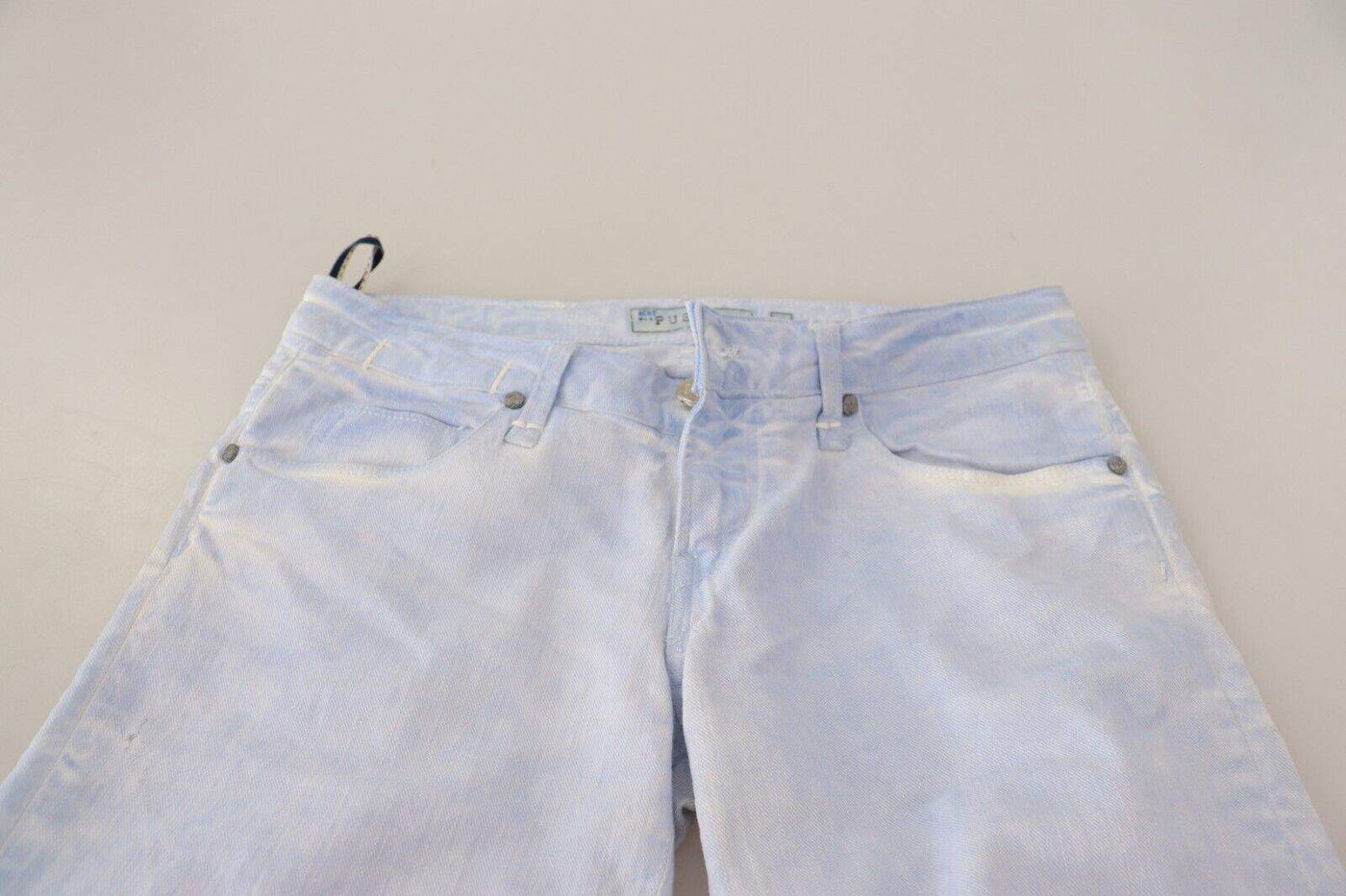 Acht Light Blue Cotton Folded Hem Denim Skinny  Trouser Jeans Acht, feed-1, Jeans & Pants - Women - Clothing, Light Blue, W26 at SEYMAYKA
