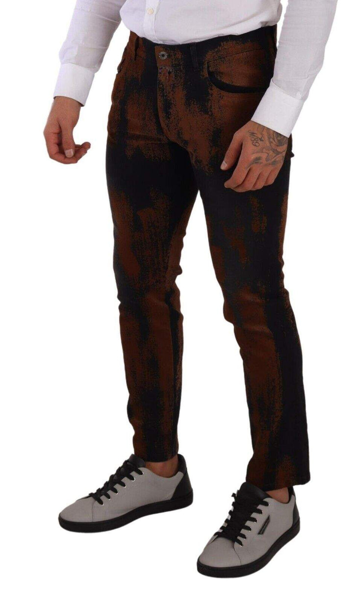 Dolce & Gabbana Black Brown Tie Dye Cotton Skinny Denim Jeans #men, Black and Brown, Dolce & Gabbana, feed-1, IT48 | M, Jeans & Pants - Men - Clothing at SEYMAYKA