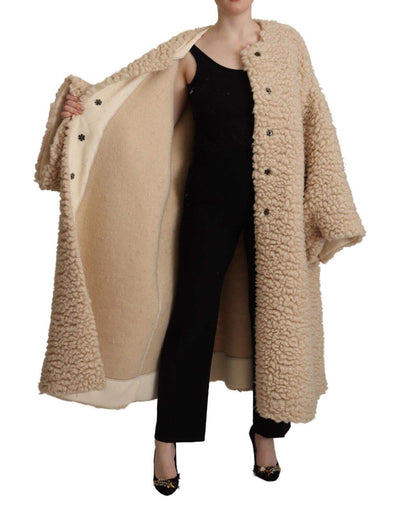 Dolce & Gabbana Beige Cashmere Wool Faux Fur Coat Jacket Beige, Dolce & Gabbana, feed-1, IT40|S, Jackets & Coats - Women - Clothing at SEYMAYKA