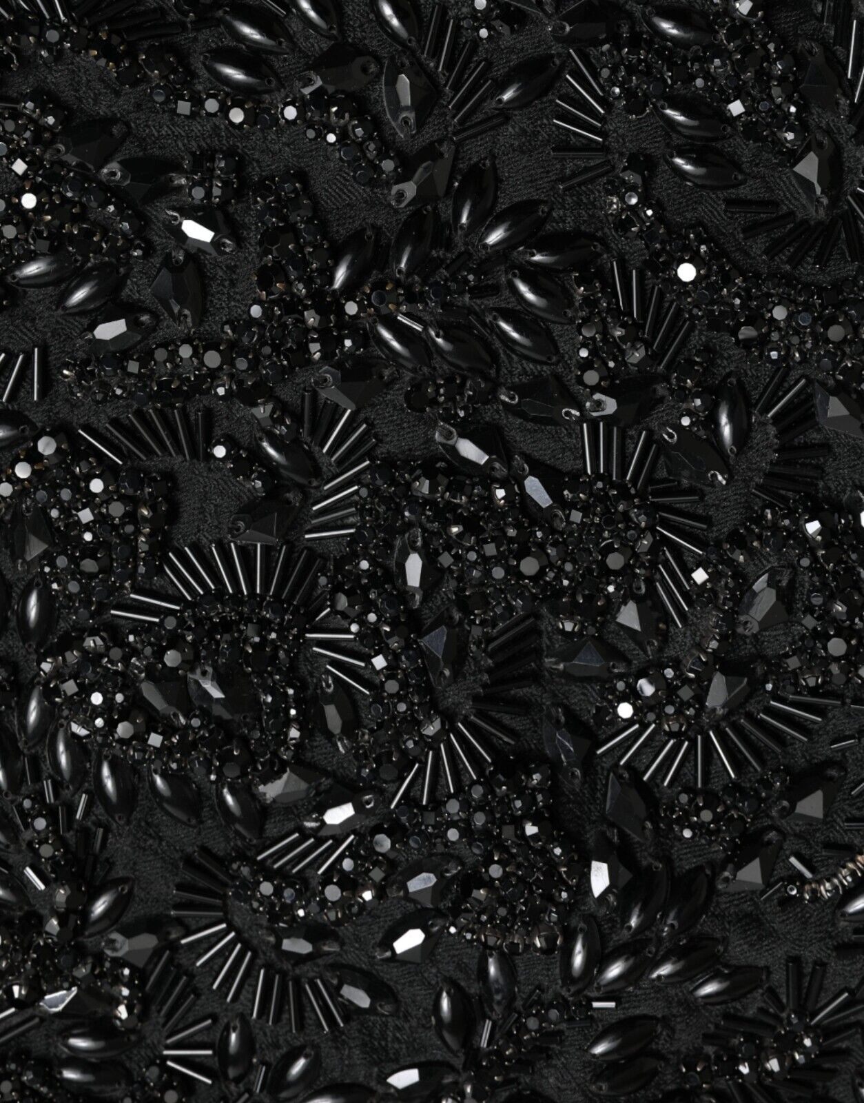 Dolce & Gabbana Black Crystal Handmade Knee Pencil Skirt