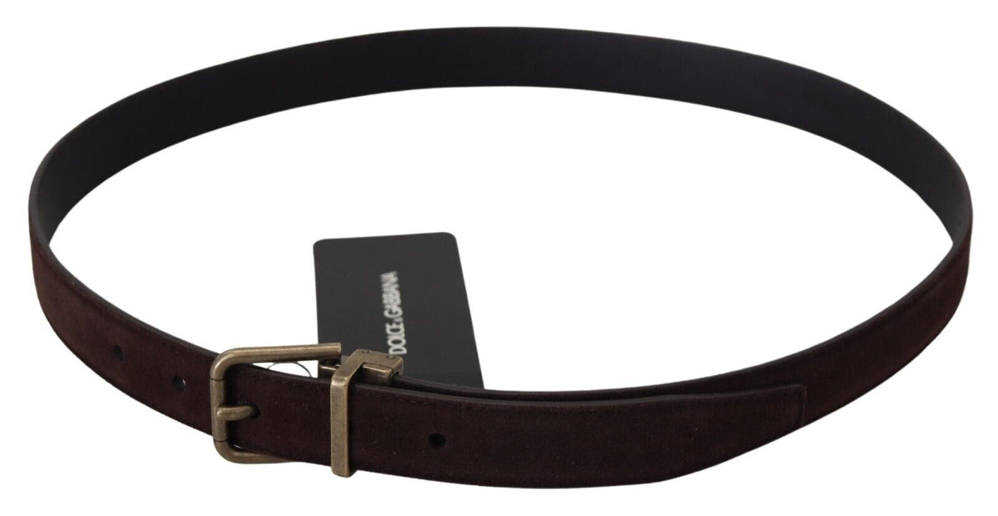 Dolce & Gabbana Dark Brown Leather Antique Metal Buckle  Belt