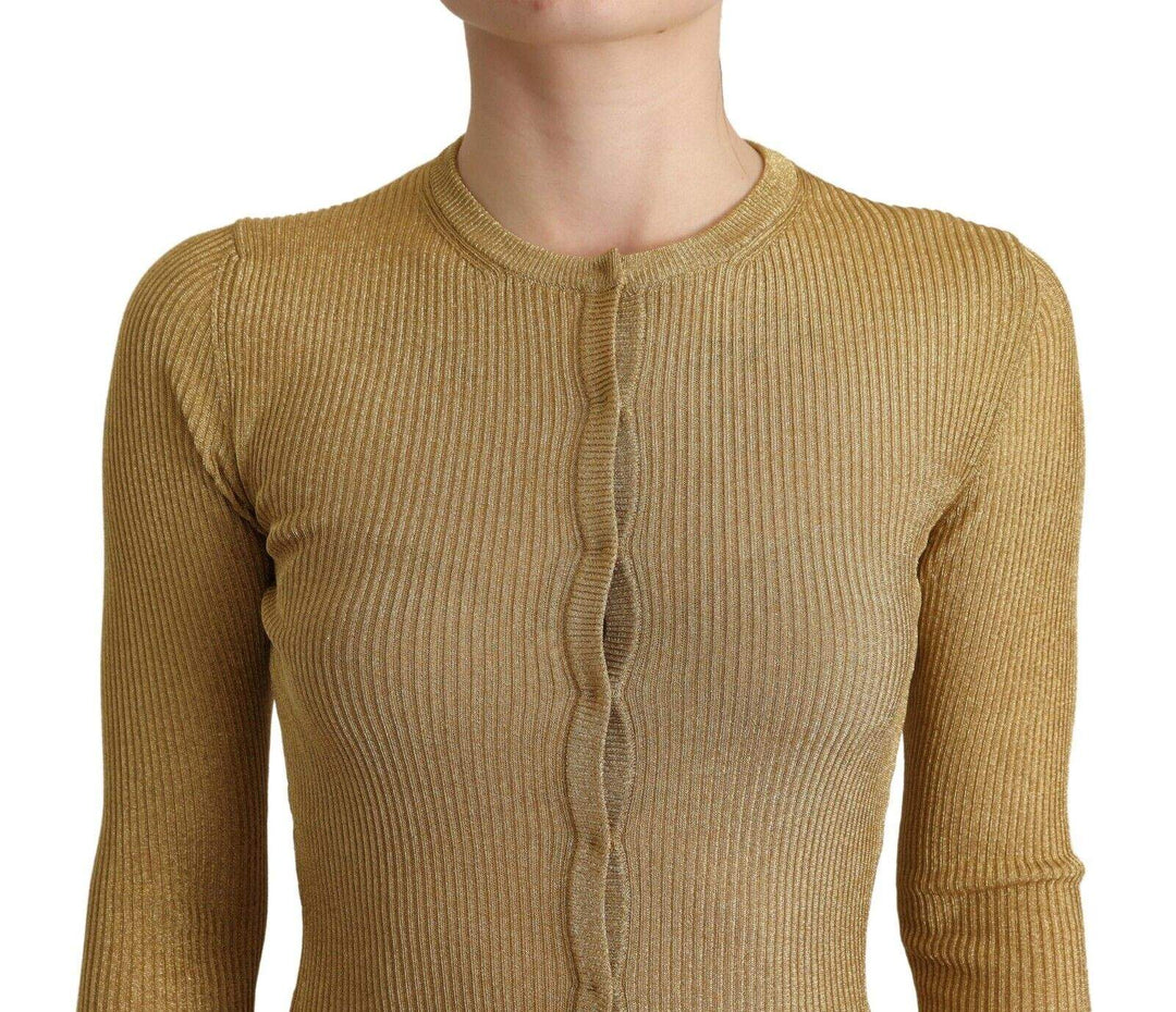Dolce & Gabbana Gold Viscose Blend Buttons Cardigan Sweater Dolce & Gabbana, feed-1, Gold, IT36 | XS, Sweaters - Women - Clothing at SEYMAYKA
