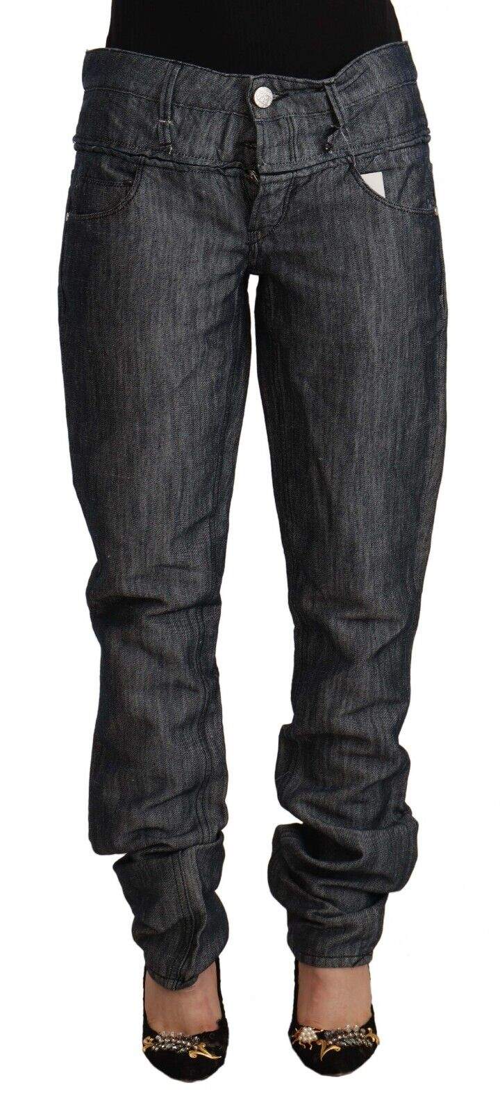 Acht Dark Gray Ramie Mid Wide Waist Straight Denim Jeans Acht, feed-1, Gray, Jeans & Pants - Women - Clothing, W26 | IT40 at SEYMAYKA