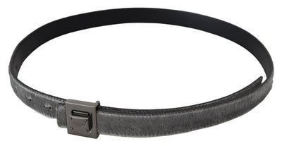 Dolce & Gabbana Silver Leather Tone Square Metal Buckle