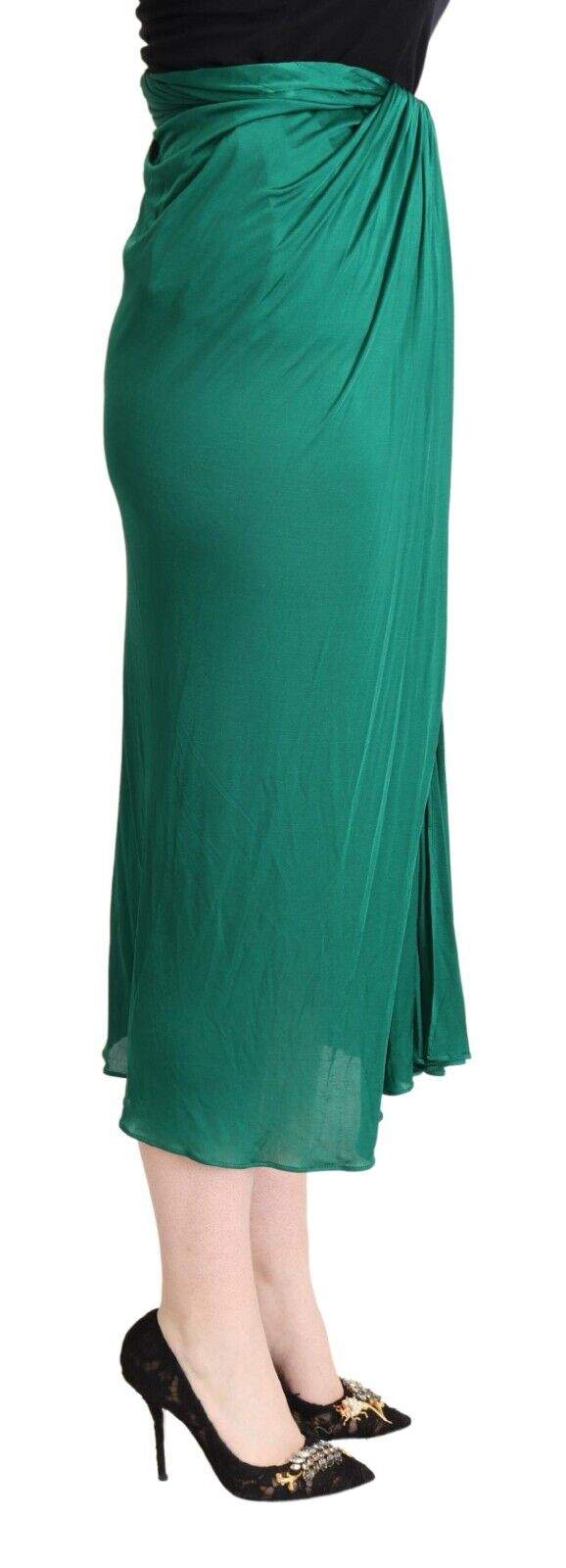 Dolce & Gabbana Dark Green High Waist Midi Pencil Cut Pleated Skirt Dolce & Gabbana, feed-1, Green, IT36|XXS, IT38|XS, IT40|S, IT42|M, IT44|L, IT46|XL, IT48|XXL, Skirts - Women - Clothing at SEYMAYKA